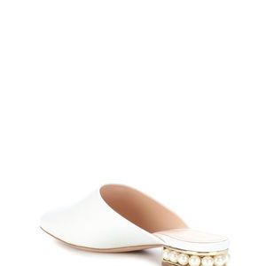 Brand NEW Pearl-embellished Leather Mules